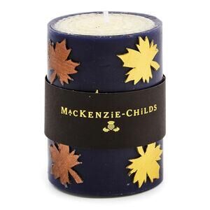 MACKENZIE-CHILDS Maple Leaf Navy 4″ Pillar Candle NEW